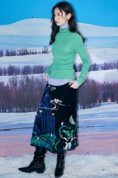 Chinese-Style Knitted Dress Set-Up