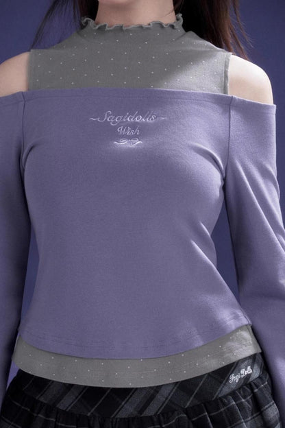 Energetic Two-Tone Off-Shoulder Top