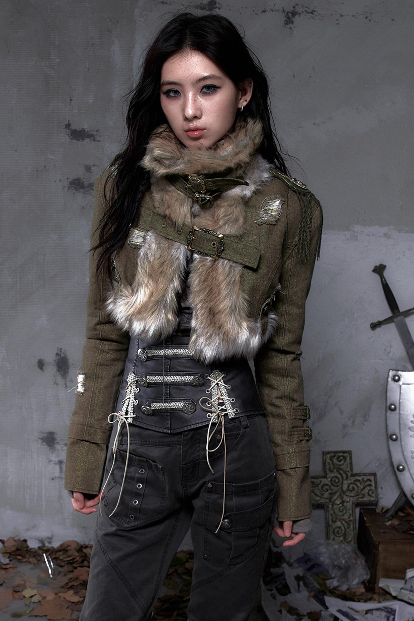 Retro Gold Thread Denim Jacket