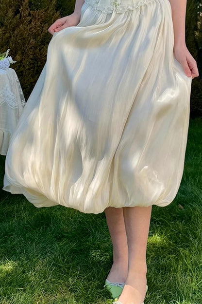 Satin Slim Fit Vintage Skirt Shirt Set-Up