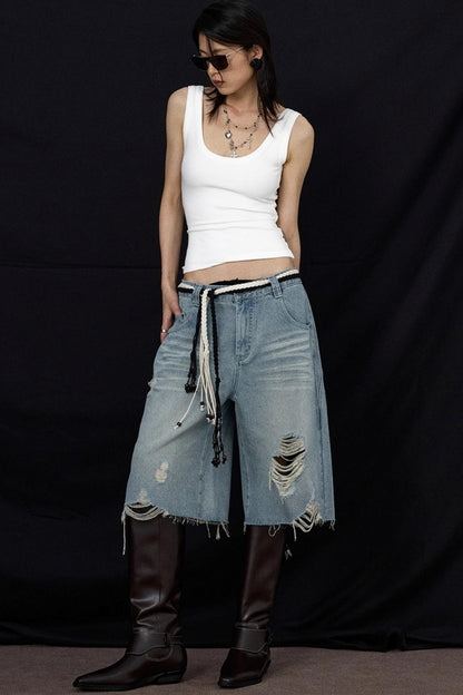 Black And White V-Neck Twisted Cut-Out Slim Vest