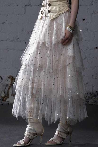 Fairycore Star Tiered Mesh Skirt
