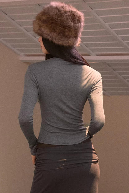 Half-Turtleneck Long Sleeve Top