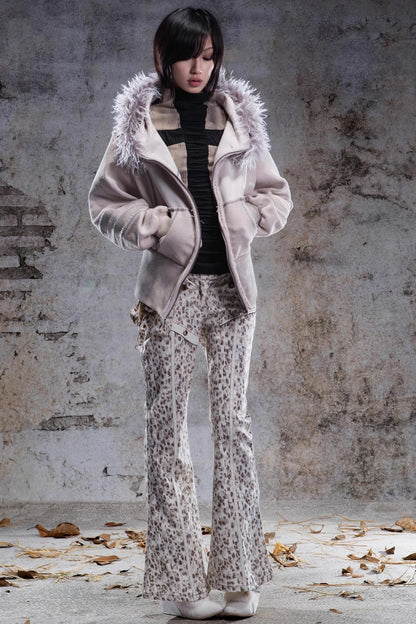 Vintage Leopard Print Flared Pants