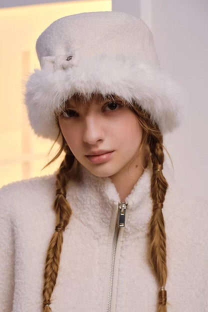 Reversible Faux Fur Beret Hat