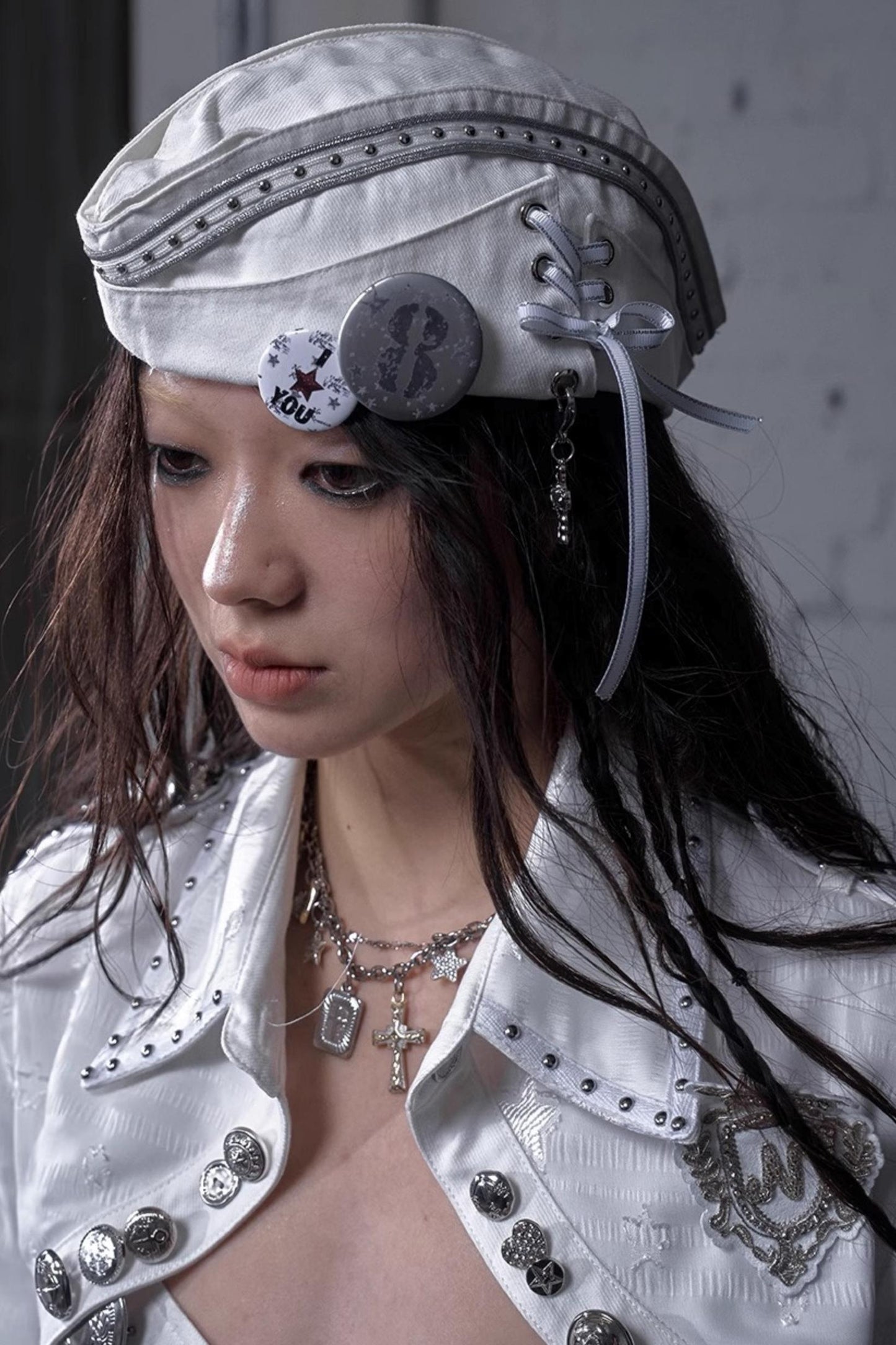 White-Black Sailor Hat