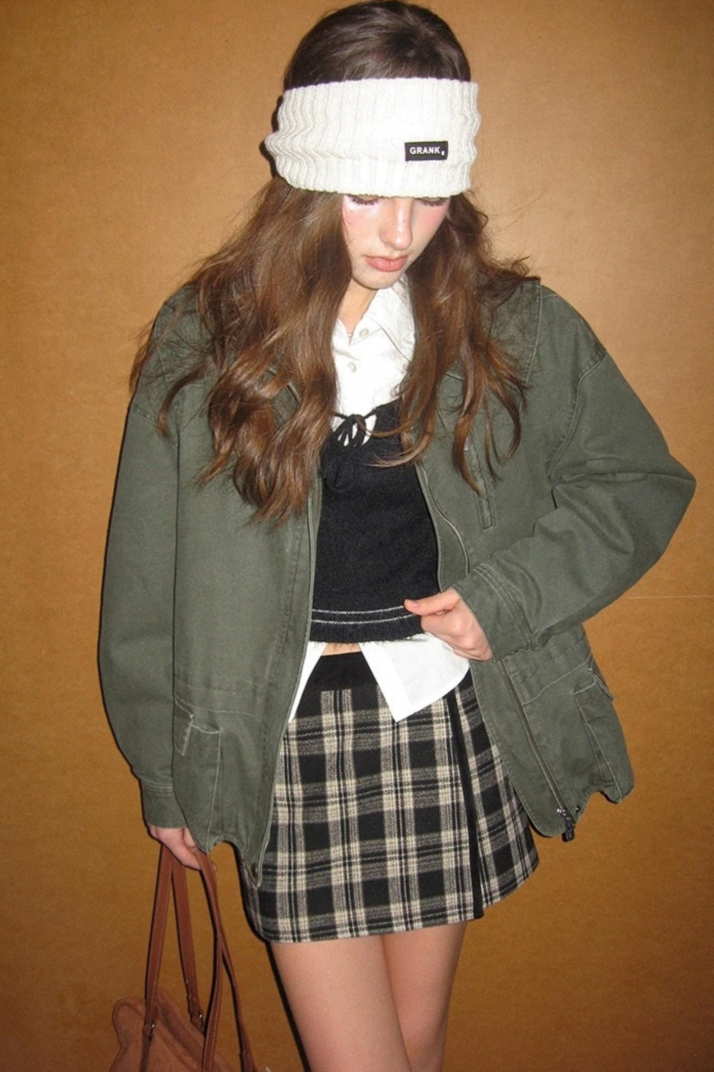 Plaid Corduroy Wool Skirt