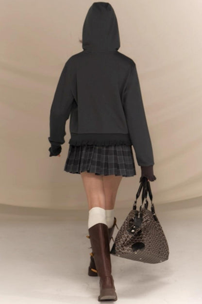 Gray Plaid Pleated Skirt