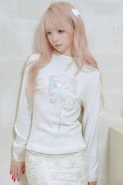 Lamb Bow Embroidered Sweater
