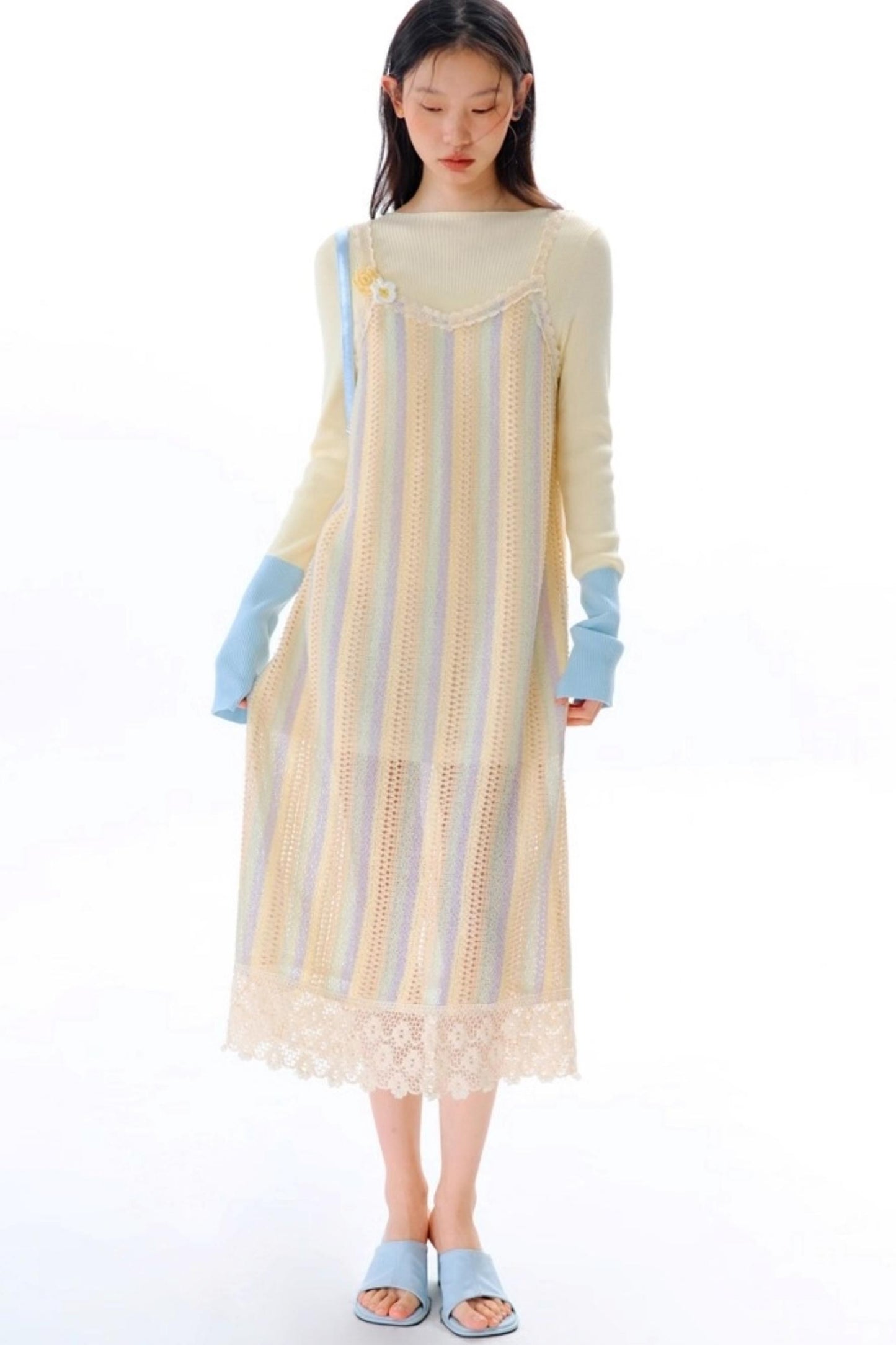 Rainbow Bohemian Hand Hook Flower Dress