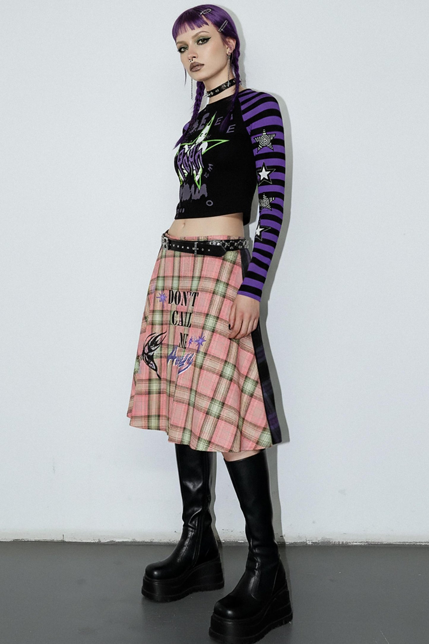 Punk Plaid Layered Skirt