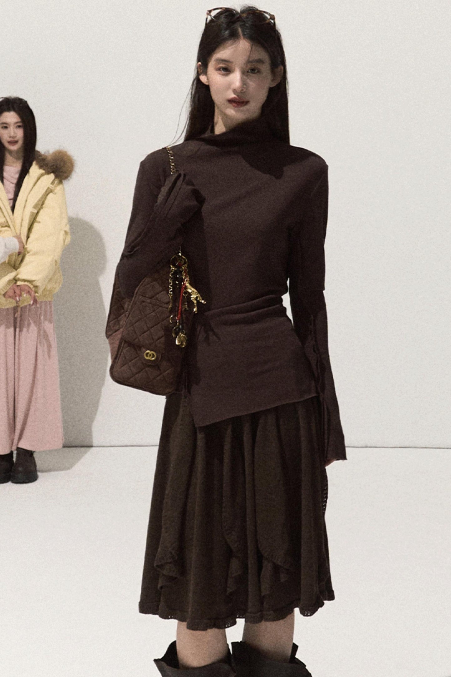 Wool Jacquard Ruffle Skirt