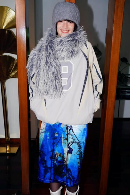 Vintage Lace-up Plush Scarf