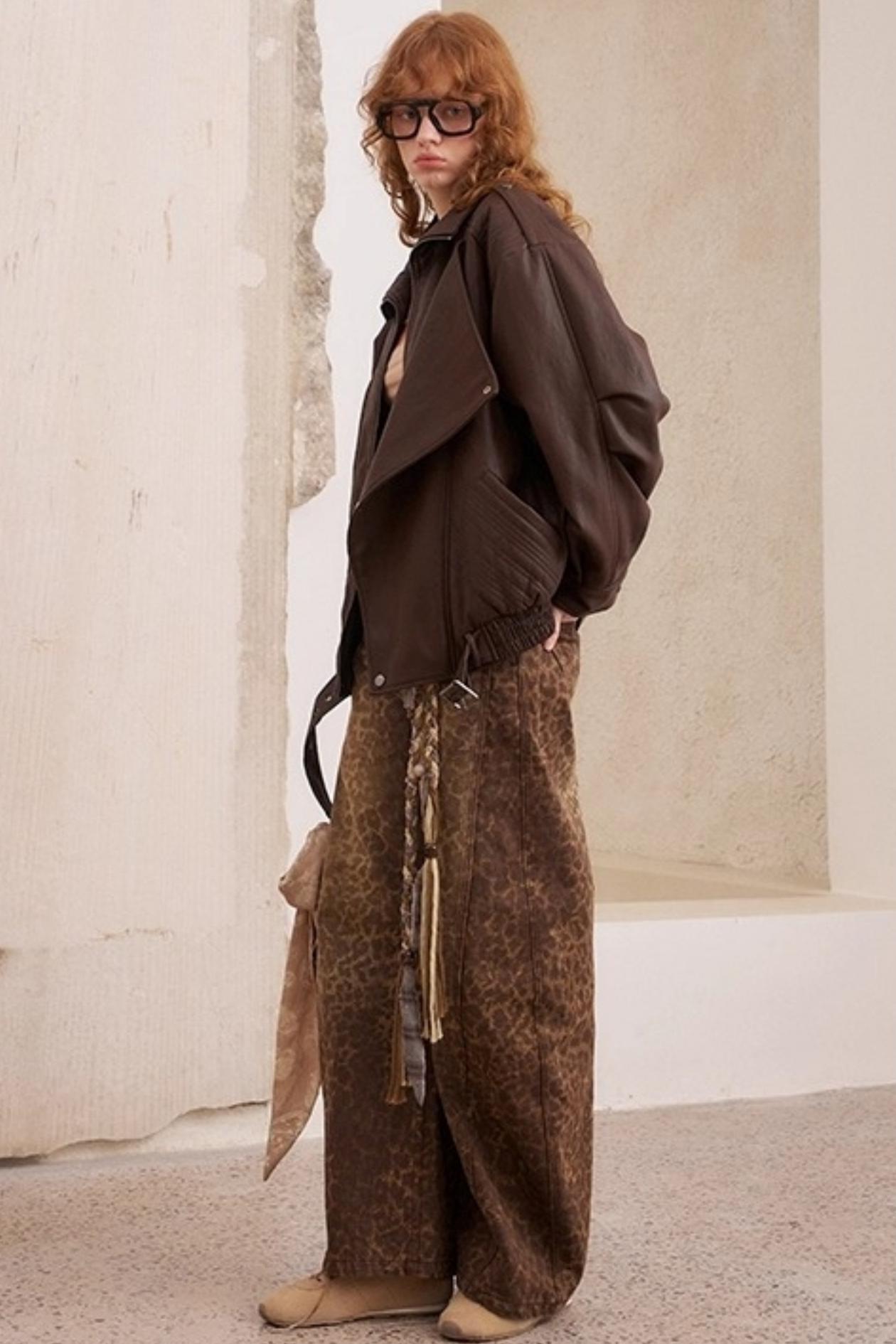 Leopard Print Straight Loose Pants