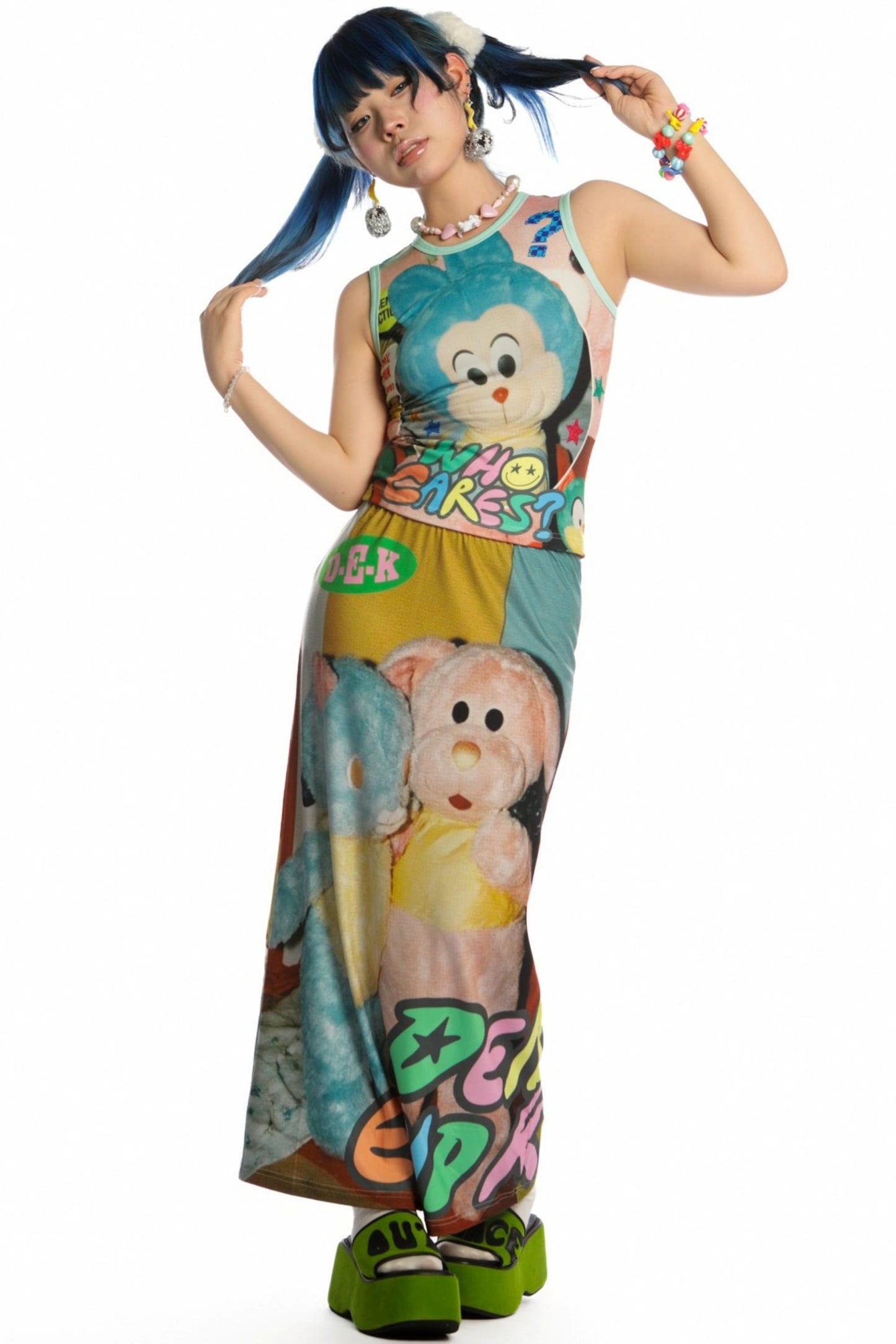 Reversible Print Stretch Casual Maxi Skirt