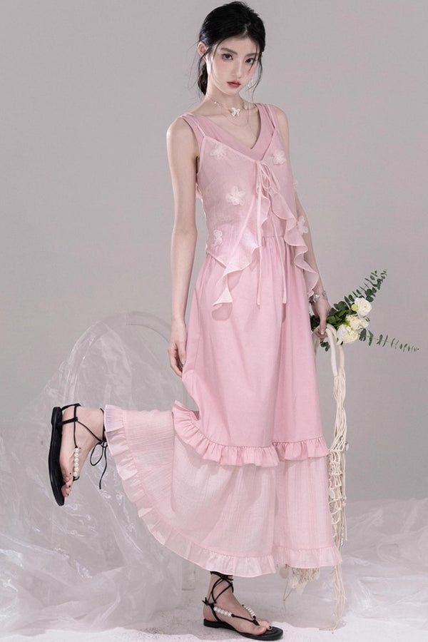 Floral Embroidered Cardigan Dress Set