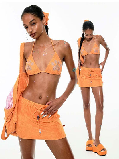 Rhinestone Bikini/Skirt/Scrunchie Set