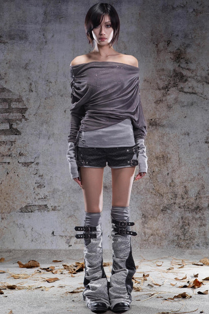 Original Irregular One-Shoulder Knitted Top