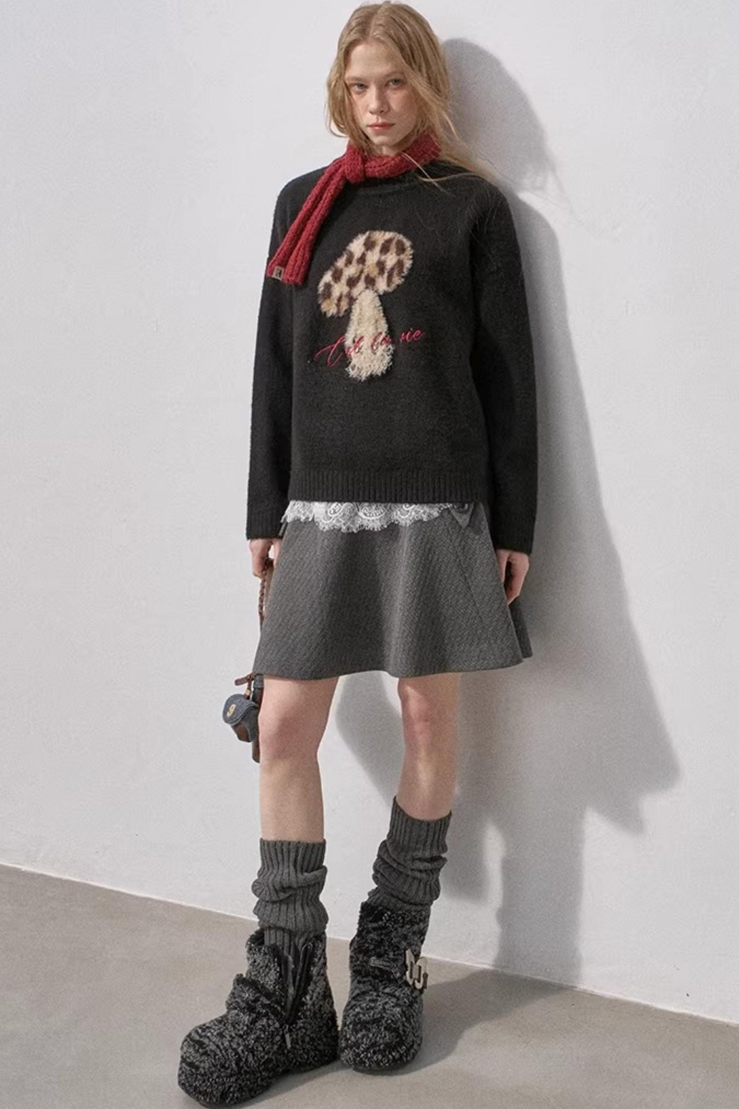 Mushroom Letter Knit Sweater