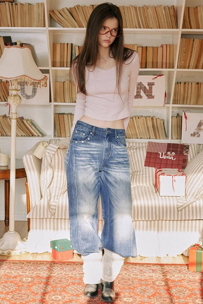 Blue Distressed Denim Pants