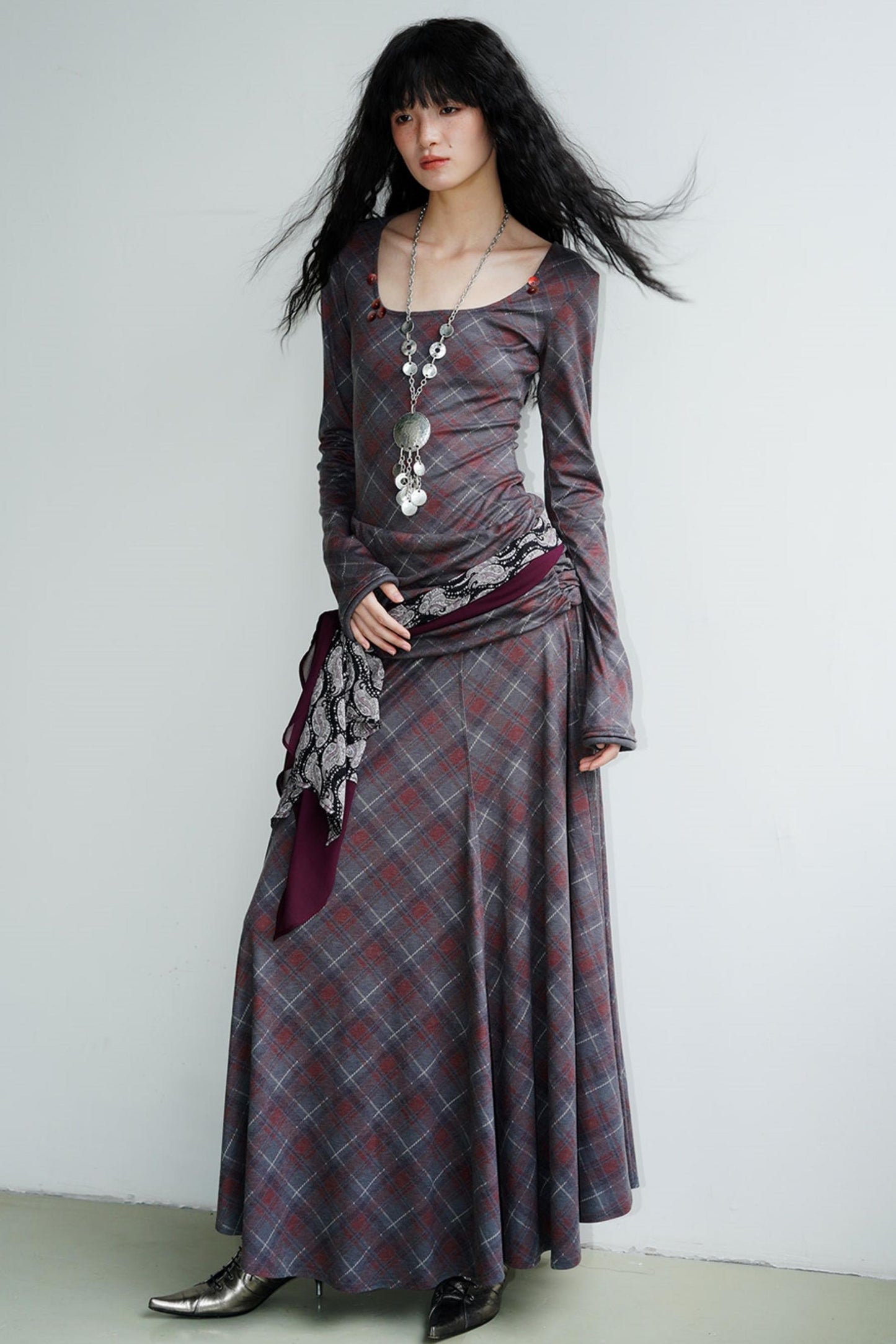 Vintage Check Slim Dress