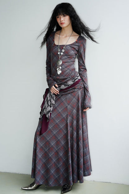 Vintage Check Slim Dress