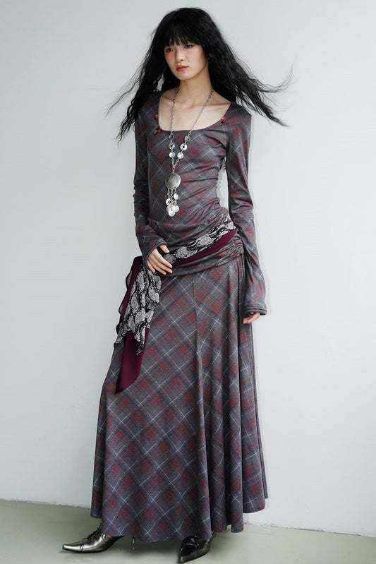 Vintage Check Slim Dress