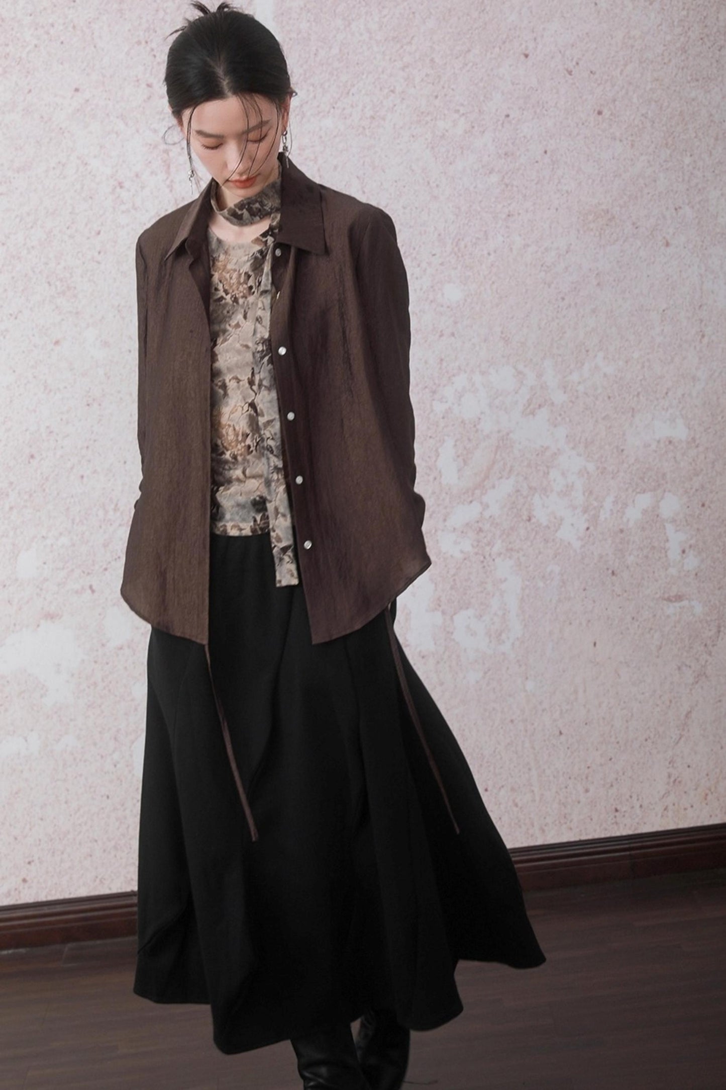 Autumn Acetate Chinese Shirt