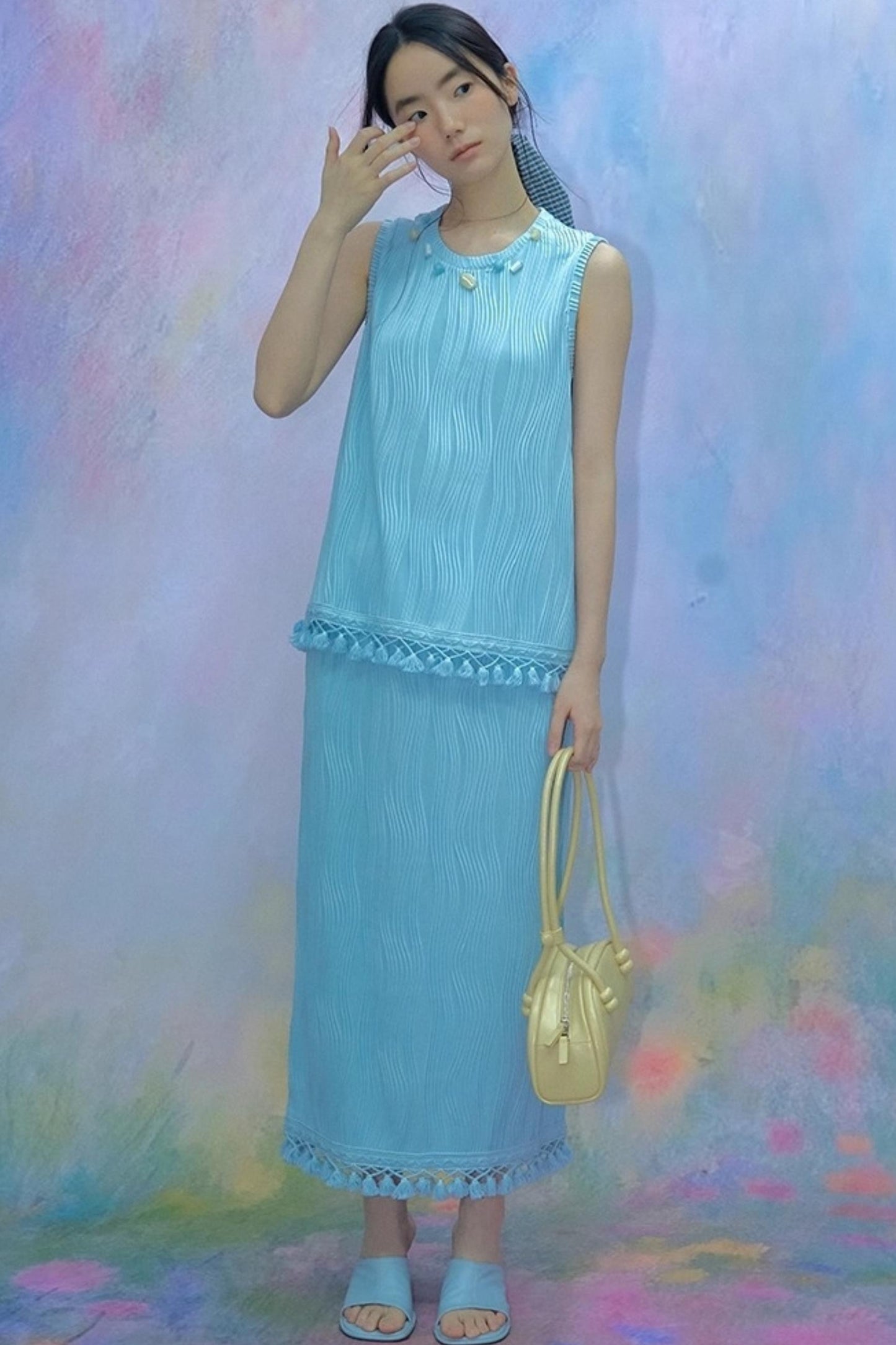 Blues Beach Fringed Vest Set-Up