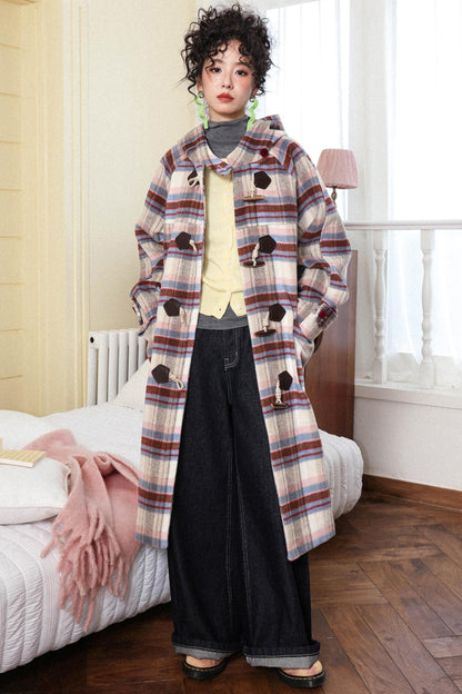 Velvet Dream Plaid Hooded Wool Jacket