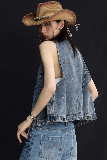 Ocean Blue Denim Vest