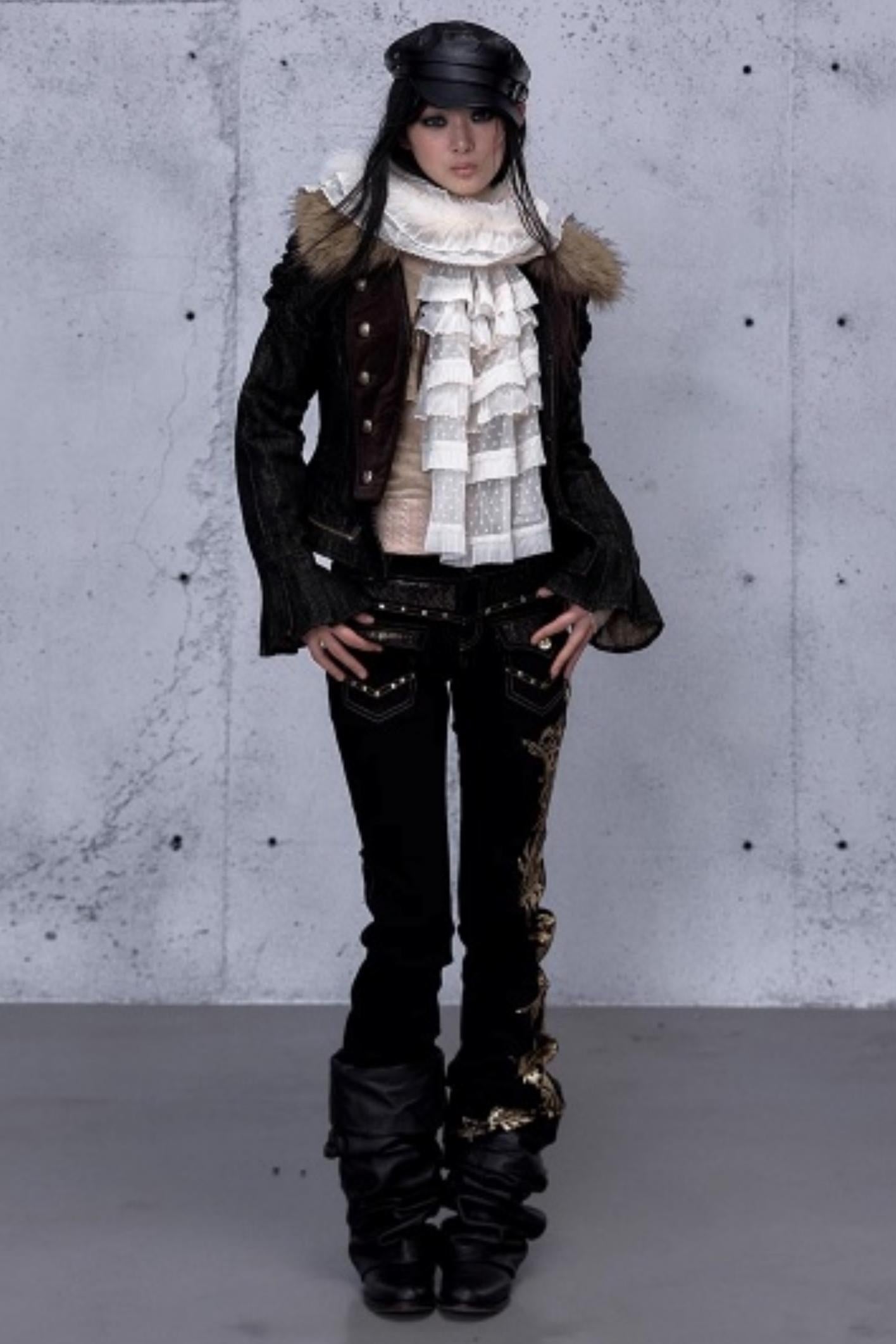 Retro Gold Foil Denim Pants