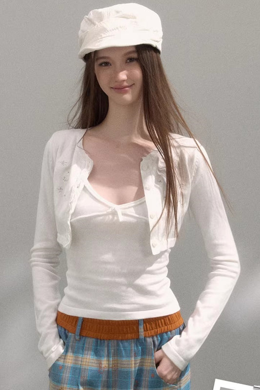 Sweet Embroidered Knitwear Set