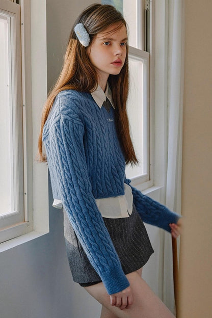 Retro Color-Blocked Knit Sweater