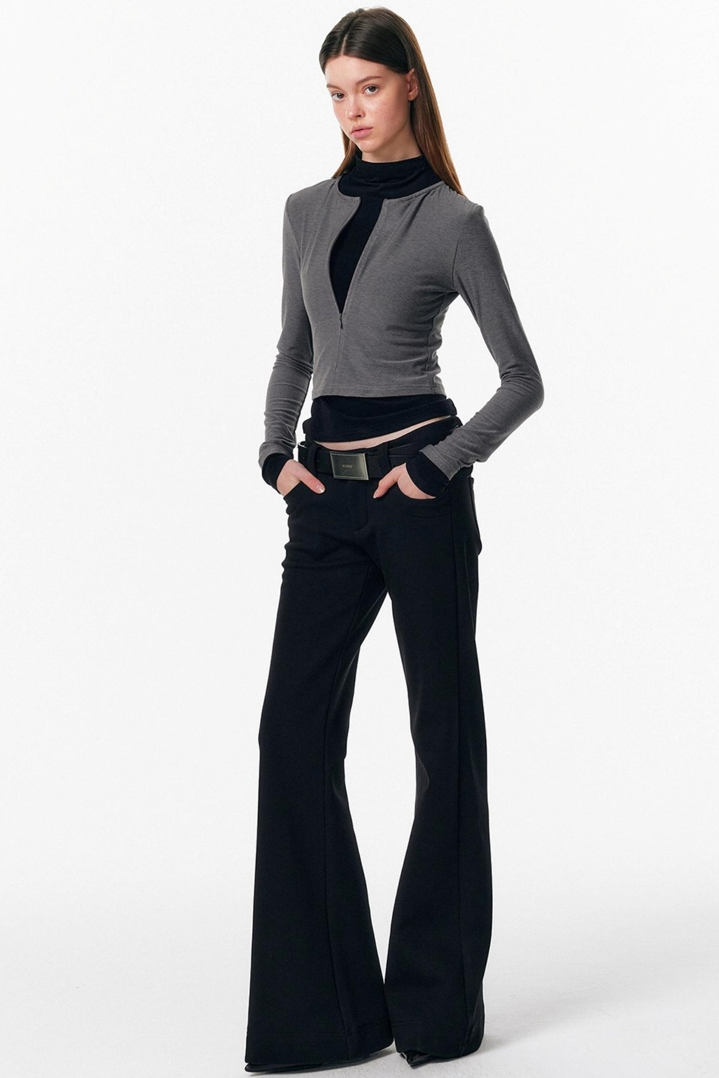 Velvet-Feel Color-Blocked Top