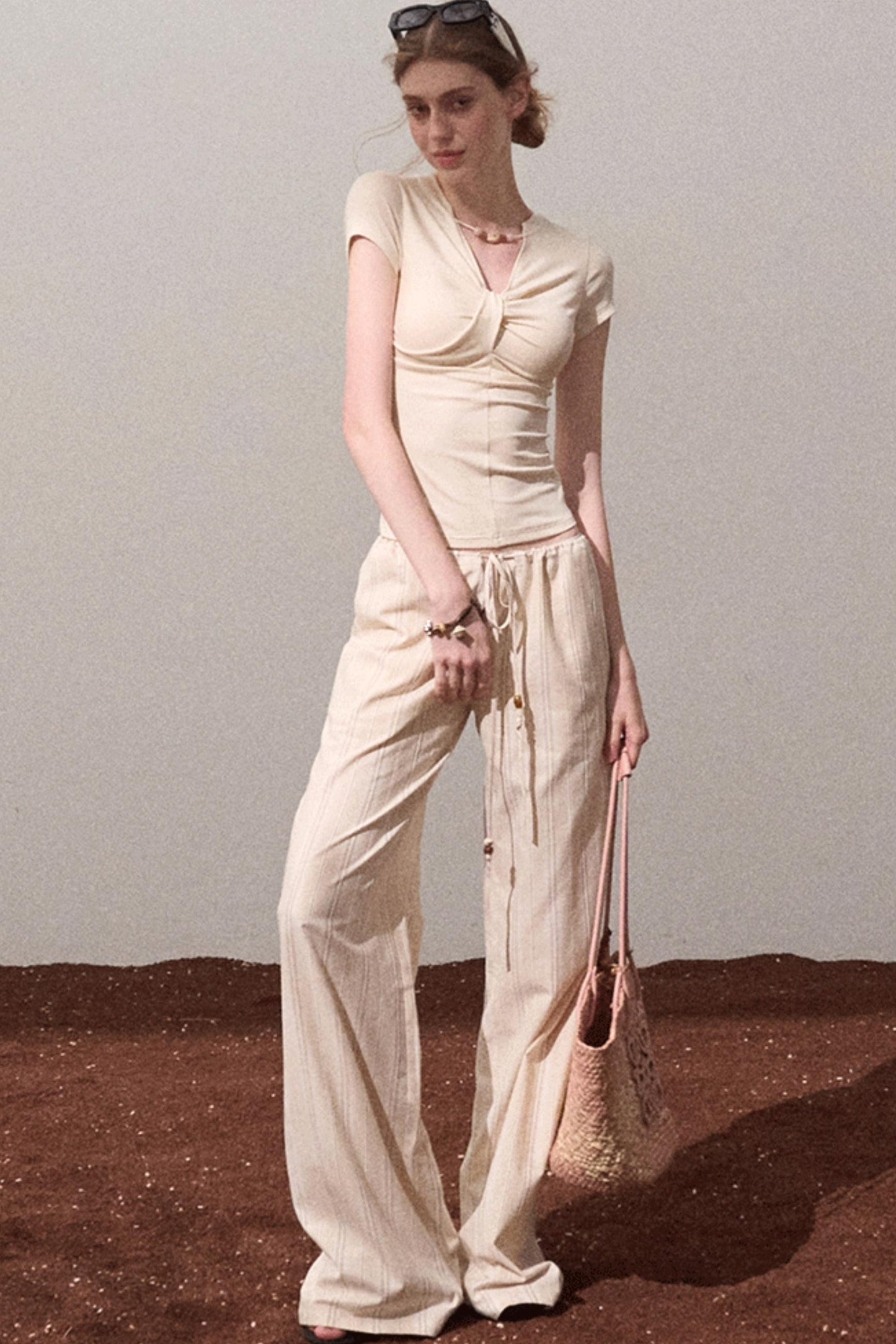 V-Neck Beaded T-Shirt