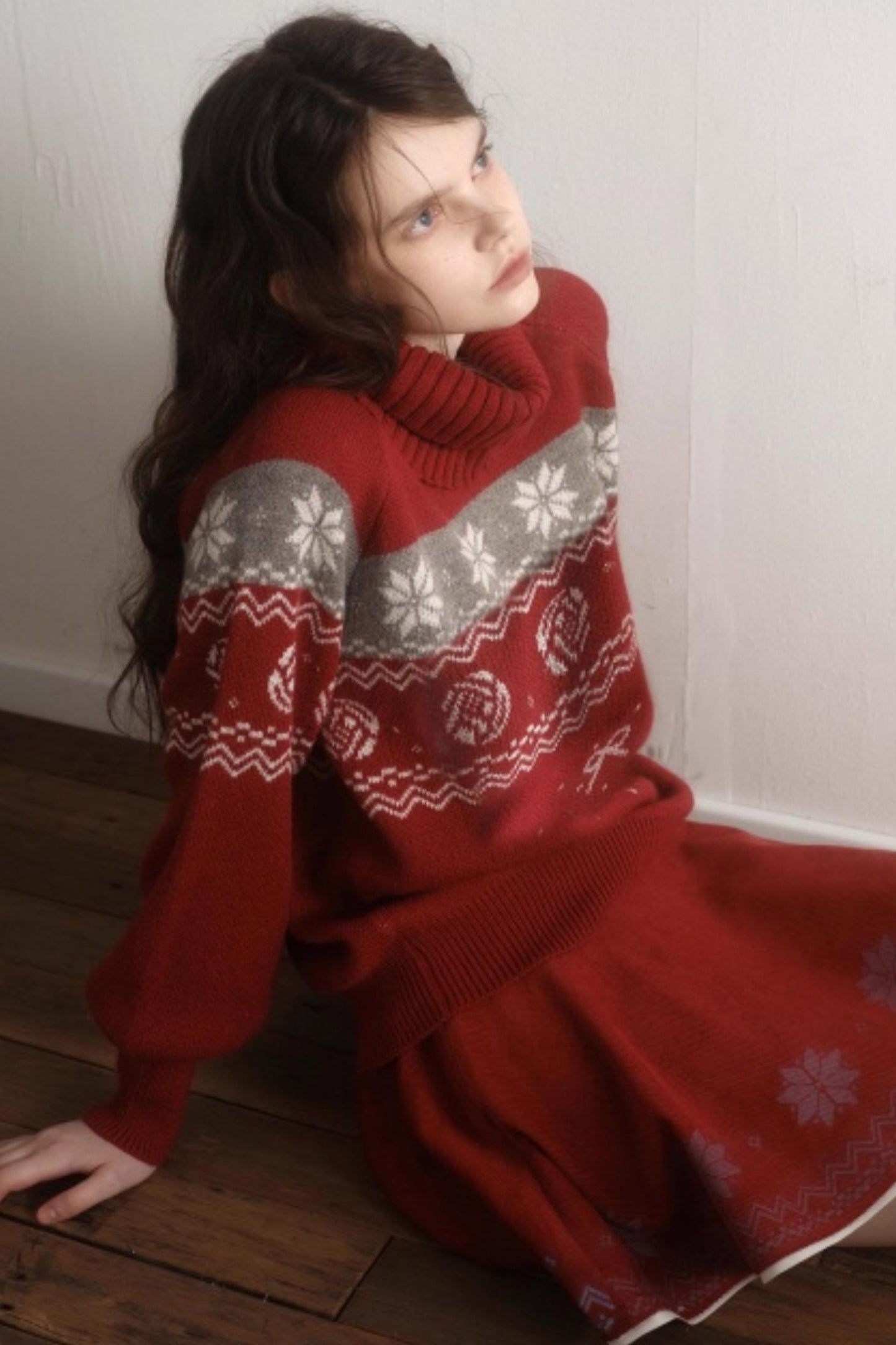 Velvet Cat Patch Wool Sweater Set-Up