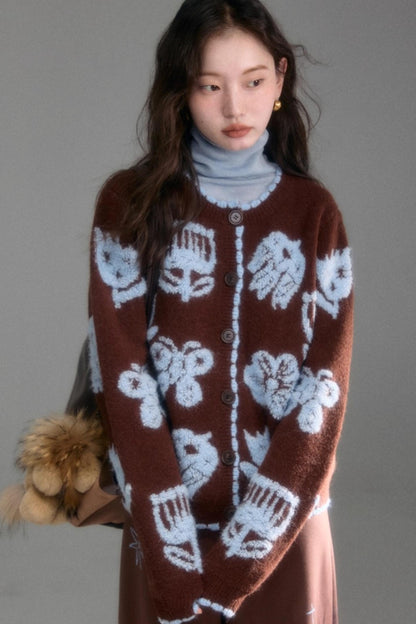 Velvet Jacquard Cardigan Set-Up