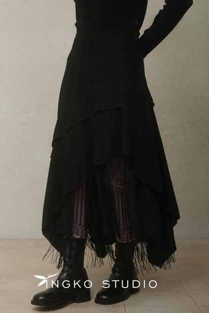 Layered Asymmetrical Lace Skirt