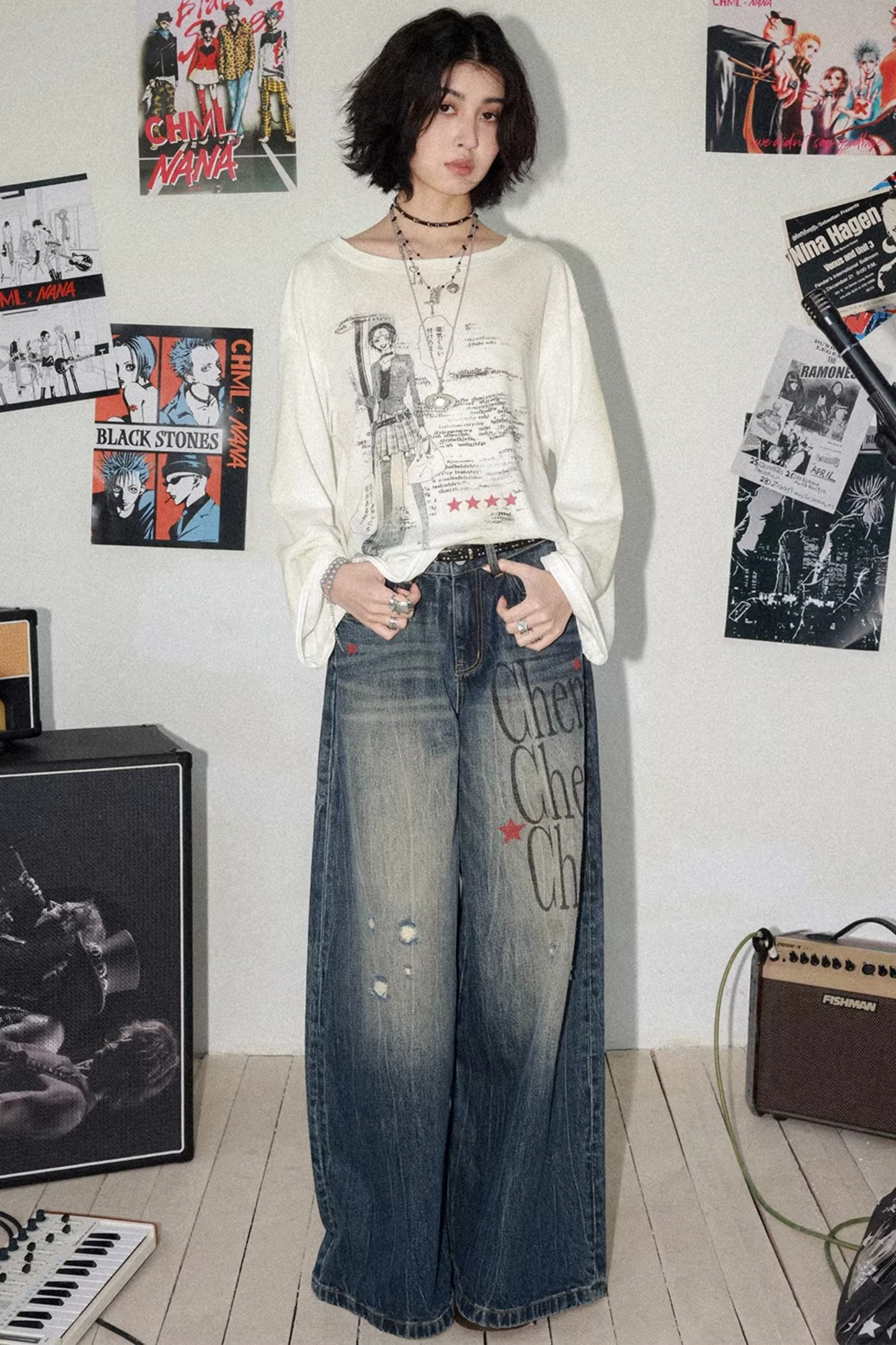 Vintage Distressed Printed Top