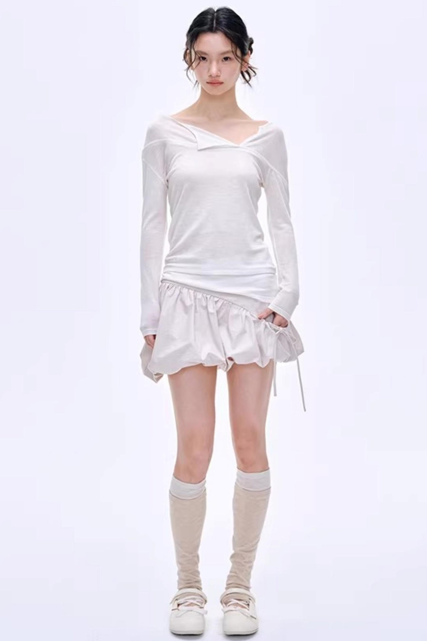Asymmetrical Wool Blend Blouse