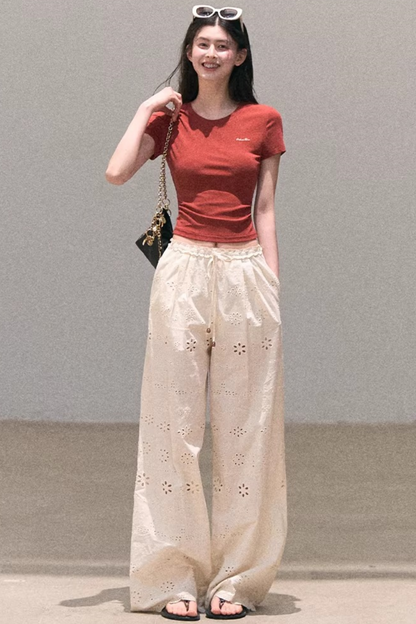 Pure Cotton Embroidered Pants