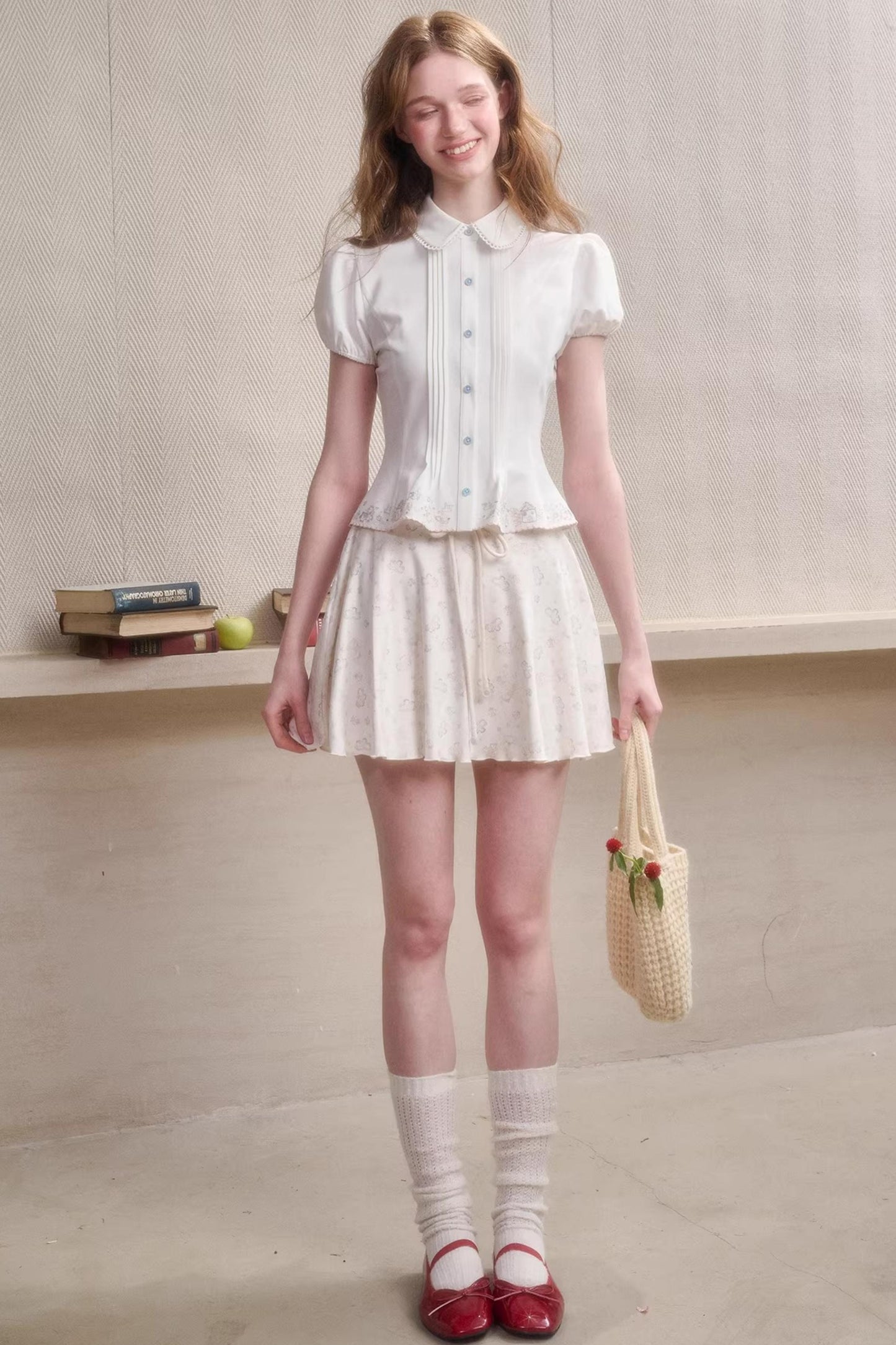 Handmade Embroidered Doll Collar Shirt