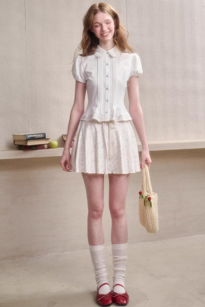 Handmade Embroidered Doll Collar Shirt