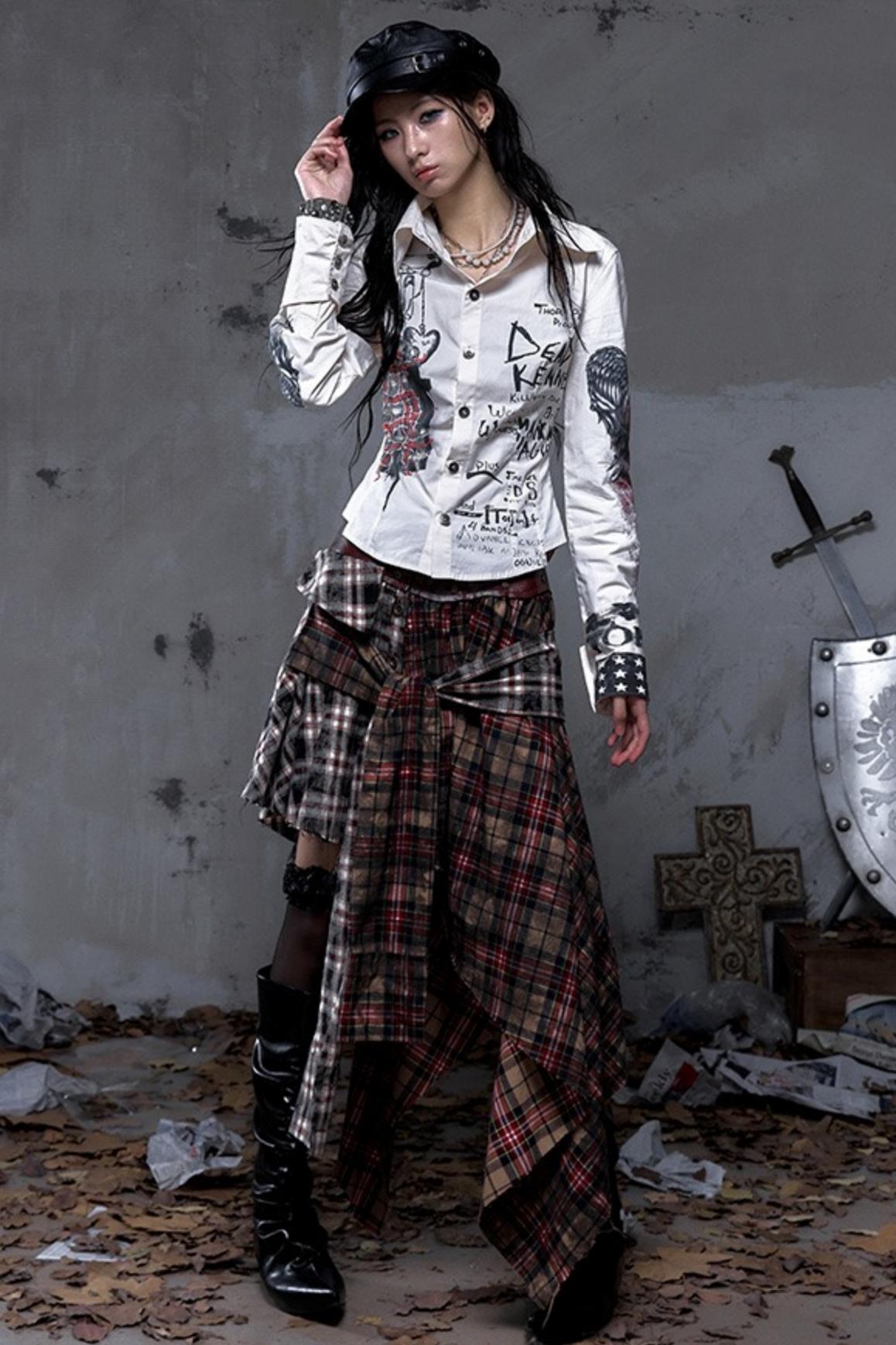 Vintage Punk Plaid Skirt