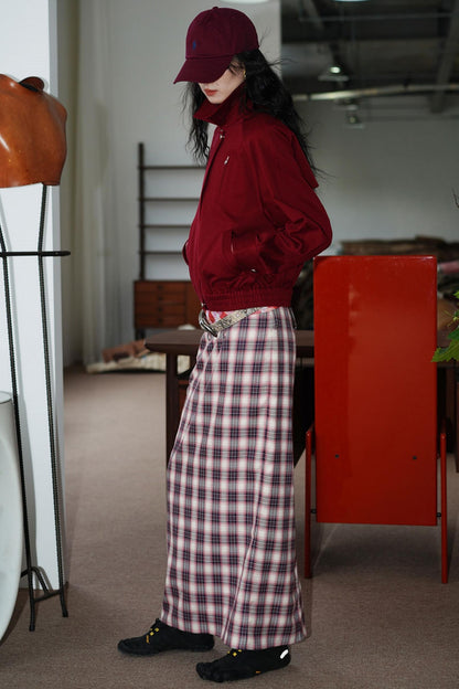 Vintage Long Straight Pleated Skirt