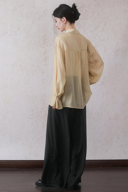 Sun-Protective Yellow Striped Shirt