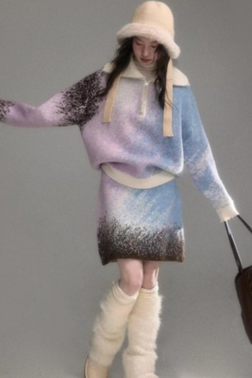 Gradient Wool Blend Winter Set-Up