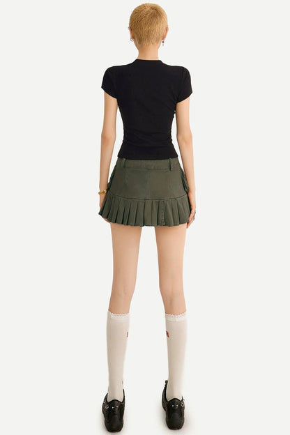 Retro Pleated A-Line Skirt