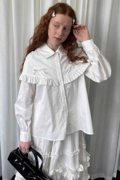 Navy Lace Doll Collar Shirt